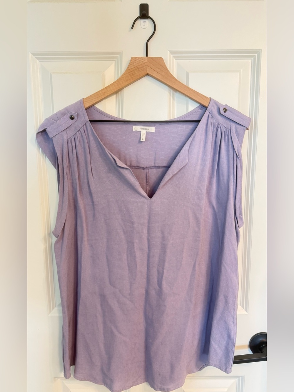 Maurices Lavender Button-Shoulder V-Neck Sleeveless Blouse